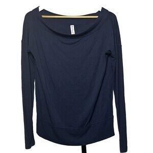 ATHLETA Top Long Sleeve Sweatshirt Pullover Thumbholes‎ Stretch Blue Women Small